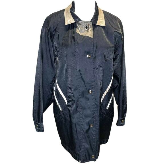 Braetan Bt2 women Black Gold Collar Rain Windbreaker Jacket Coat sz small - Picture 11 of 12